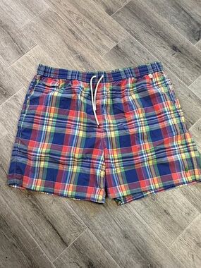 Polo Ralph Lauren Swim Trunks Men's Colorful Plaid Bathing Suit 4XL Big Sz 4XB
